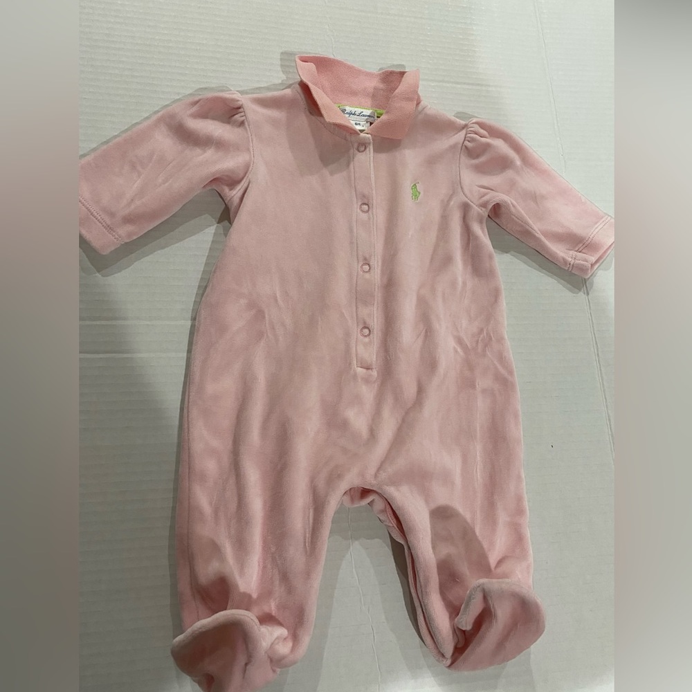 Ralph Lauren baby girl pink romper with collar size 6m